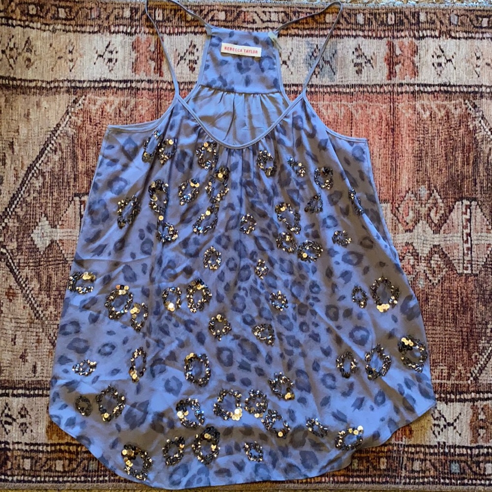 Rebecca Taylor leopard sequin silk top